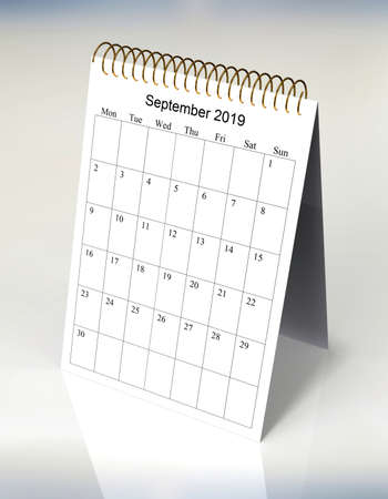 The original calendar for September, 2019. The beginning of week - Mondayの写真素材