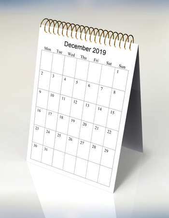 The original calendar for December, 2019. The beginning of week - Mondayの写真素材