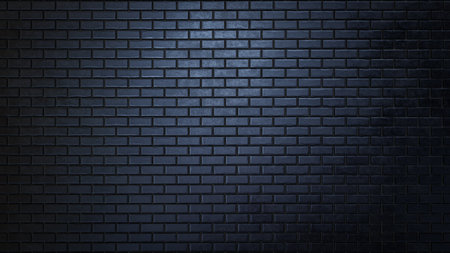 3D Render of a minimalist black brick wall texture for background or wallpaper.の写真素材