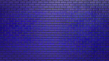 3D render of texture of the brick wall of many rows of bricks painted in blue colorの写真素材