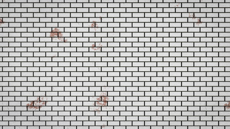3D render of Background of old vintage dirty brick wall with peeling plaster, textureの写真素材