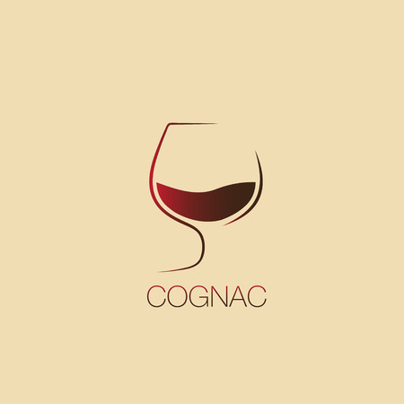 Cognac logo, glass of cognac, cognac symbol, vector icon. cognac logotype.のイラスト素材