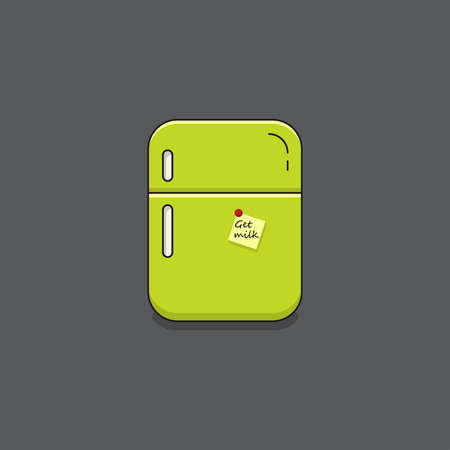 Modern line style fridge with paper note. Vector illustration logo.のイラスト素材