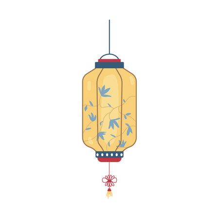 Chinese paper lantern vector illustration isolated on white.のイラスト素材