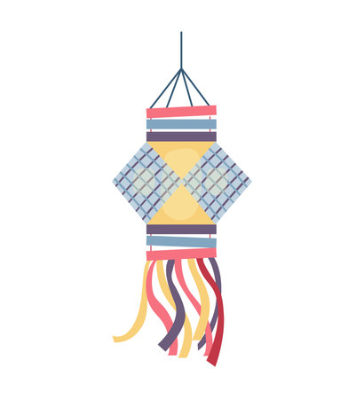 Chinese paper lantern vector illustration isolated on white.のイラスト素材