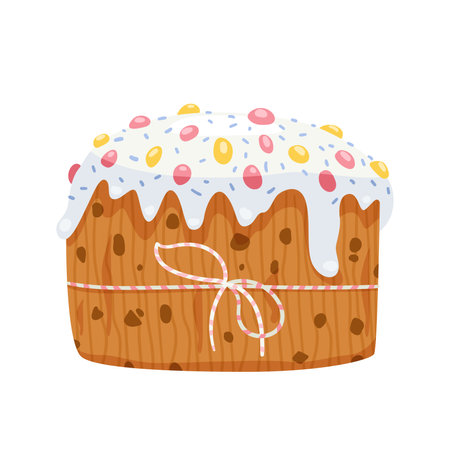 Easter cake vector illustration. Cake with icing and decorations.のイラスト素材