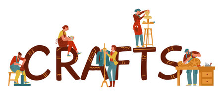 Craftsmanship Concept Vector Banner. Artisans And Creative Hobbies.のイラスト素材