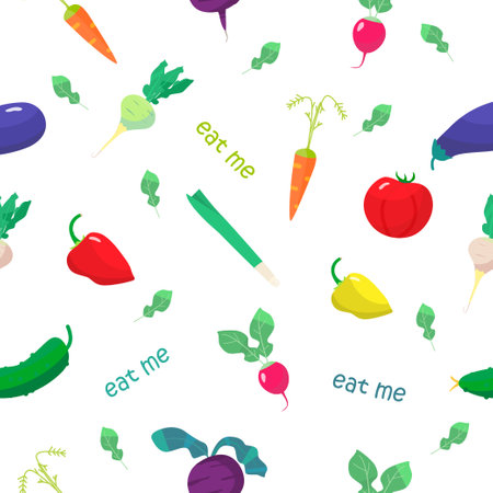 vector seamless pattern. Vegetarian pattern on white background.のイラスト素材
