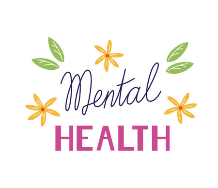 Mental health lettering for world mental health day vector illustration.のイラスト素材