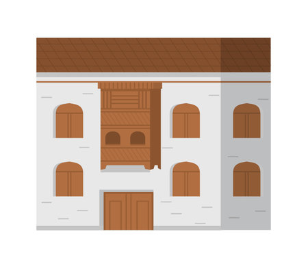 Authentic ancient Arabian house flat vector illustration isolated on white.のイラスト素材