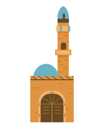Authentic ancient Arabian house flat vector illustration isolated on white.のイラスト素材