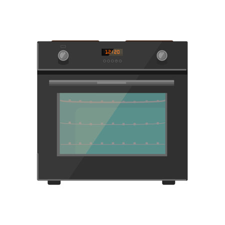 Vector illustration of modern gas stove with timer. flat style. isolated on white.のイラスト素材