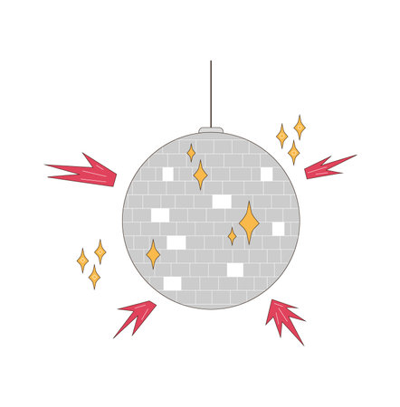 Disco ball funky flat vector illustration in the 70s style.のイラスト素材