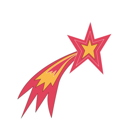 Falling star funky retro vector illustration in the 70s style.のイラスト素材