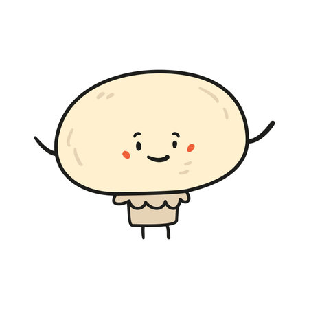 Funny champignon mushroom doodle kawaii character illustration with outline isolated on white.のイラスト素材