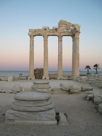 The ruins of Apollo Temple in the sunrise