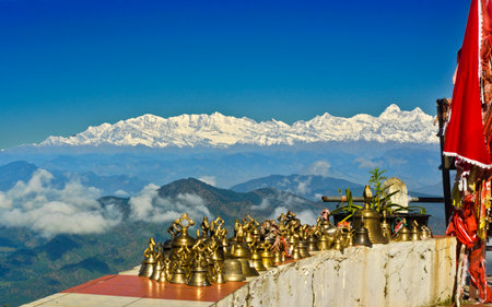 Templr bells in Himalayan background.の写真素材