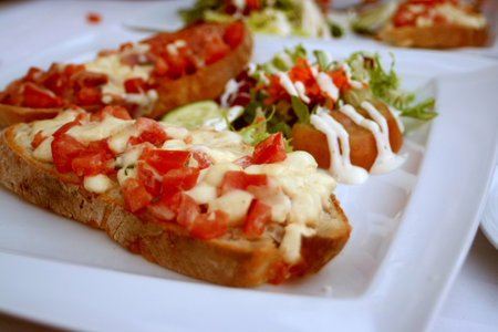 delicious bruschetta (selective focus)の写真素材