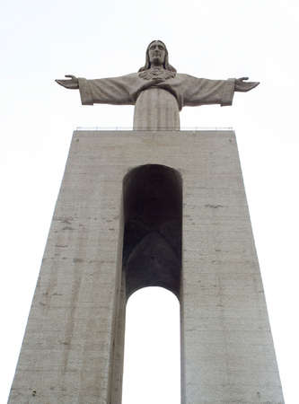 Cristo Rei (Chist King) structure in Almada, Portugalの写真素材