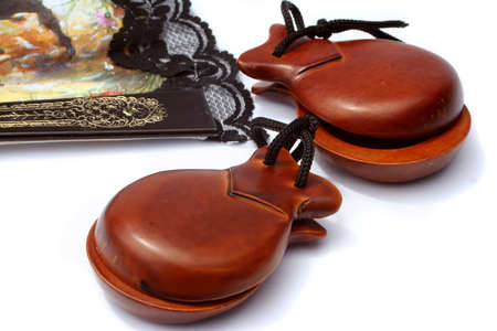 flamenco dancers hand clappers and fanの写真素材