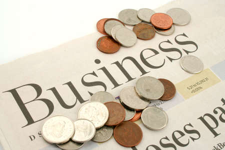 business section of newspaperの写真素材