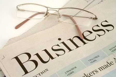 business section of newspaperの写真素材