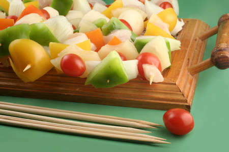 Vegetable and Chicken kabobsの写真素材