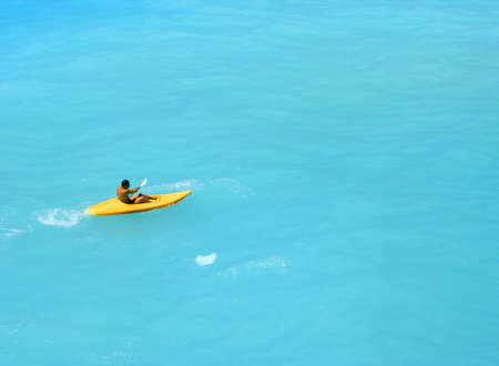 kayaking in the great blue sea in the Mediterraneanの写真素材