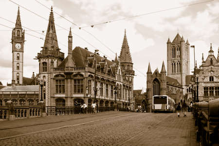 Gothic buildings of Gent, Belgiumの写真素材
