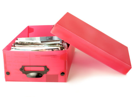 colorful photo box with photographs