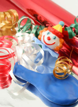 metallic gift wrapping, colorful ribbon, and confettiの写真素材