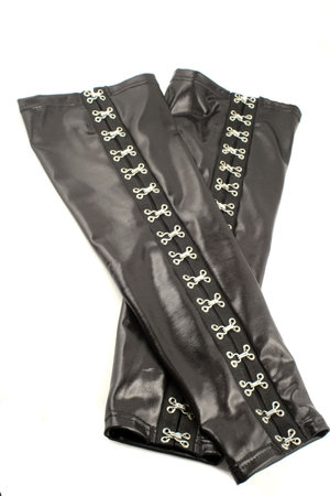 pair of long, sexy, wet look fetish gloves