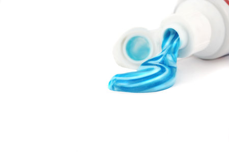  fresh blue gel toothpaste oozing out of tube