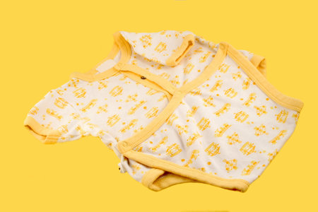 white and yellow  jumper for newbornの写真素材