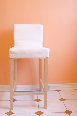 material covered birch wood bar stool chairの写真素材