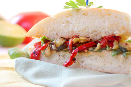 delicious gourmet roasted pepper and zucchini sandwichの写真素材