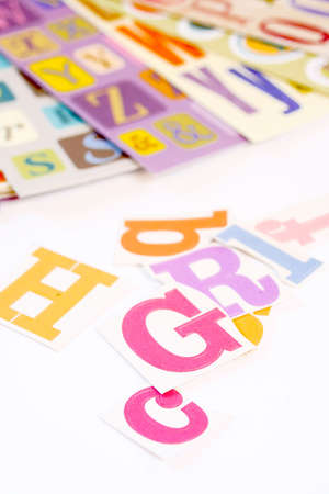 different types of font alphabet stickers for scrapbookingの写真素材