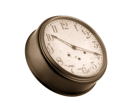vintage old fashioned clock isolated on white