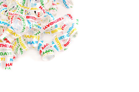 colorful happy birthday ribbon border or backgroundの写真素材