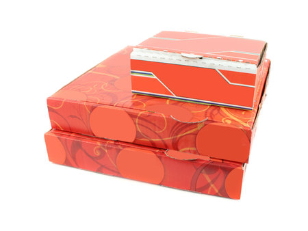 takeout cardboard delivery boxes on white background