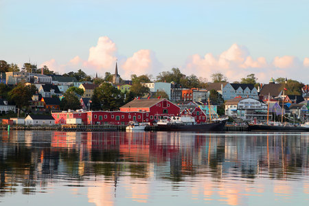 August 5. 2014, Lunenburg, Nova Scotia: View of the famous harborfront of Lunenburg, Nova Scotia 