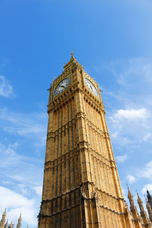 The clocktower of  Big Ben in Westminster, London, England