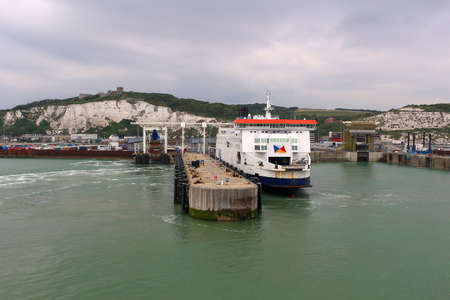 DOVER, UNITED KINGDOM, JUNE 20, 2015: Ferry boat docked in the Port of Dover in the English Channel, Englandのeditorial素材