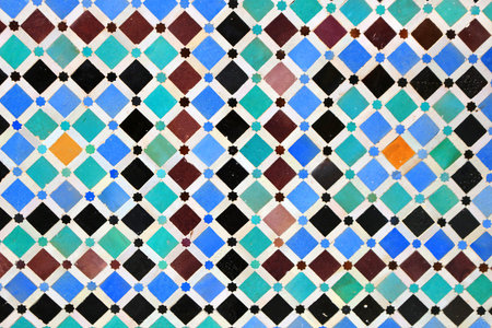Colorful mosaic tile design on a Moroccan wall