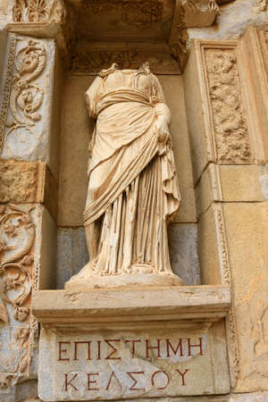 Headless statue at Library of Celsus Ruins in Ephesus, Turkeyの写真素材