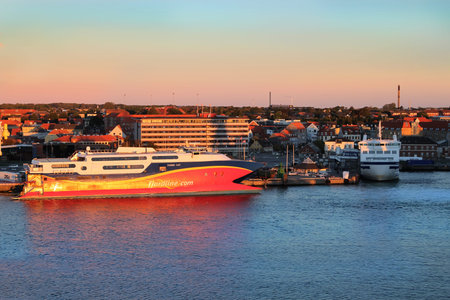 Frederikshavn - Denmark, October 4, 2016: Port of Frederikshavn, Denmark Scandinavia in early...
