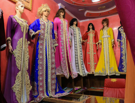 Bursa, Turkey - February 28, 2016: Mannequins in the Covered Bazaar with beautiful colorful gowns in the cental market in Bursa, Turkeyのeditorial素材