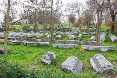 Ruins in the ancient city of Troy, in Turkey, Asia Minorの写真素材