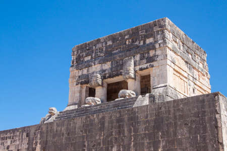 Building for viewing in the  Principal ball court at Chichen Itza, in Yucatan province in Mexico a Unesco siteの写真素材