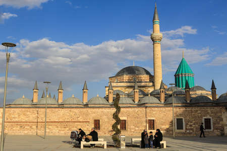 Konya Turkey - 2017-02-19 Mevlana mausoleum with domes and tower in Turkey A Sufi museumのeditorial素材